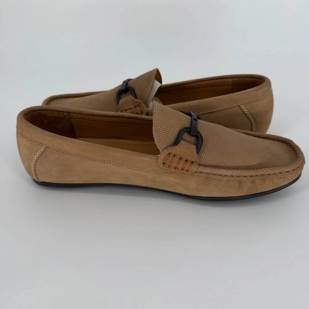 Alan Payne Mens Tan Como Perforated Suede Driving Loafers Bit Detail 11.5 10308